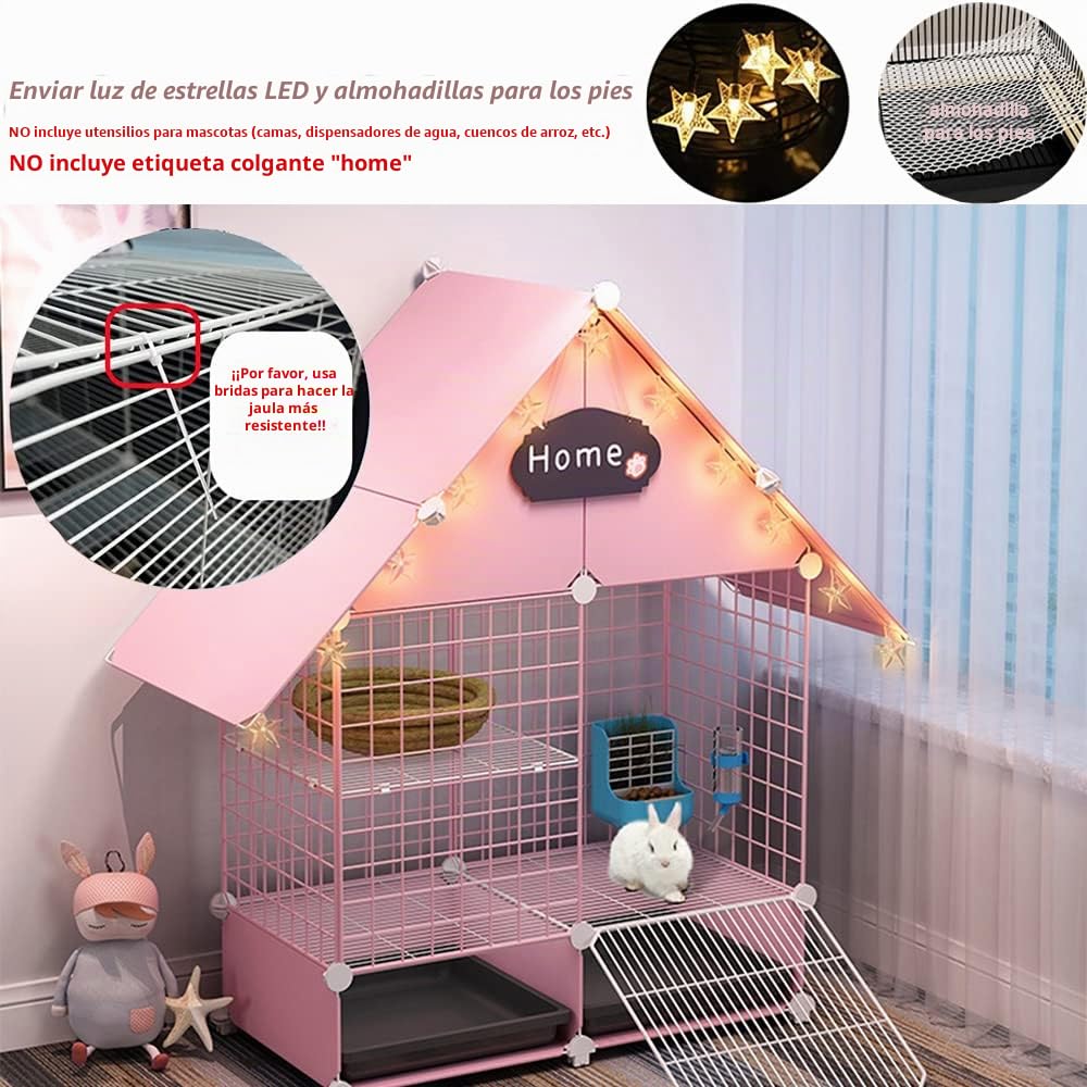 Jaula para Conejos con 2 bandejas deslizantes Profundas y protección contra la orina, Gran Jaula para cobayas con Malla metálica, 75 x 39 x 90 cm