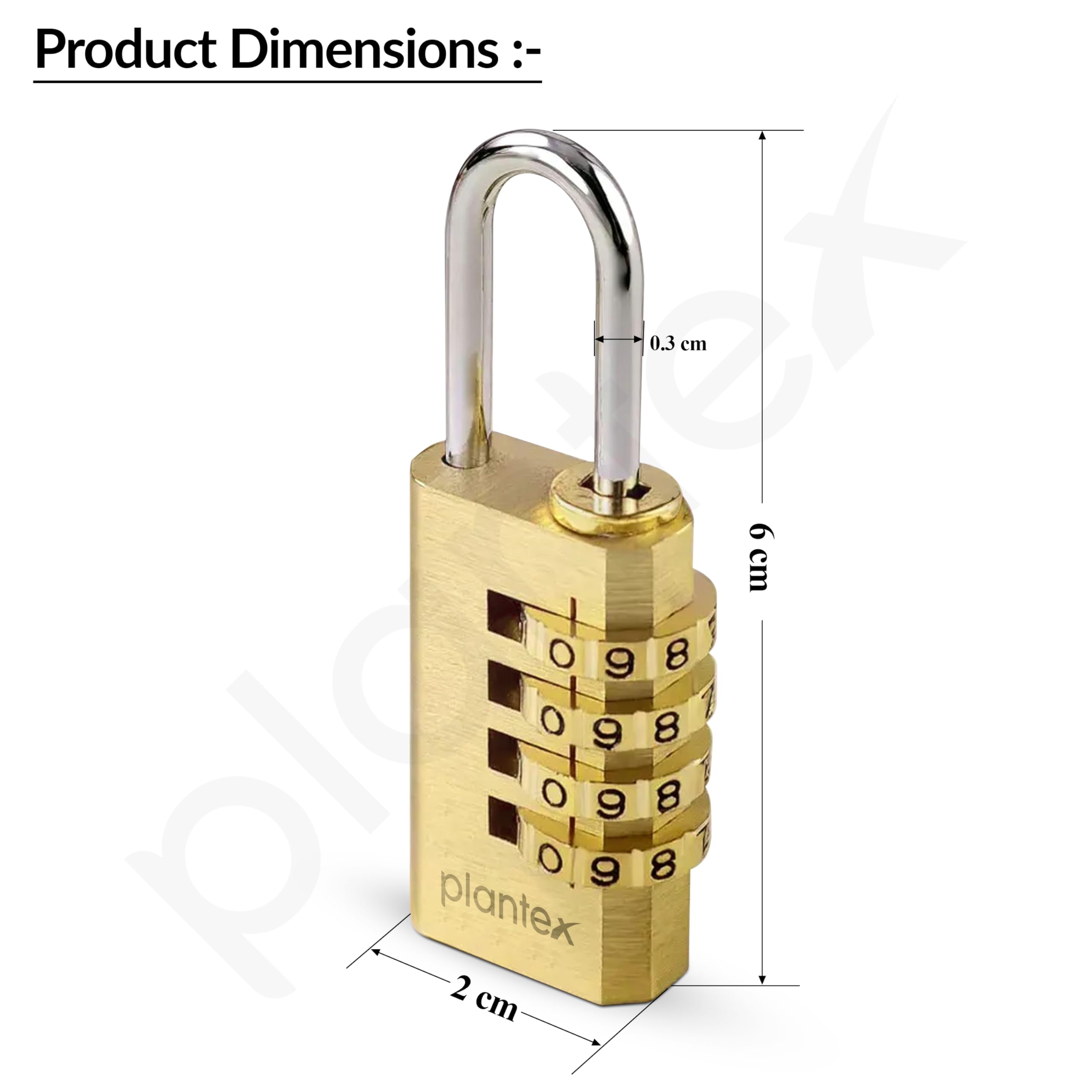 Plantex 4-Digit Code Combination Brass Locks/Number Lock/Portable Luggage Lock/Travel Lock for Briefcase/Laptop Bags - Pack of 1 (Small, Brass Antique) — Amazon image 7