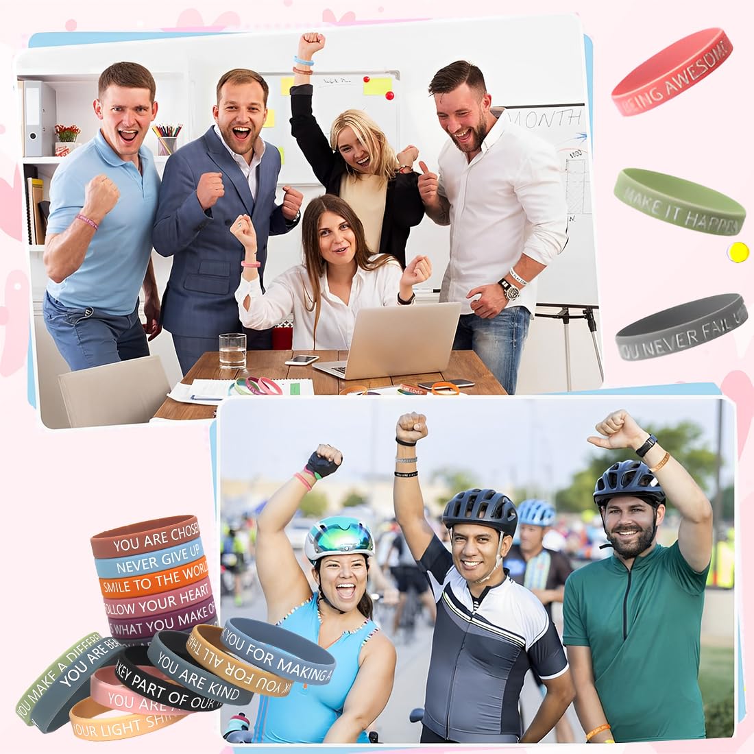 Pulseras de Silicona Coloridas Motivacionales con Frases Inspiradoras para Niños y Adultos