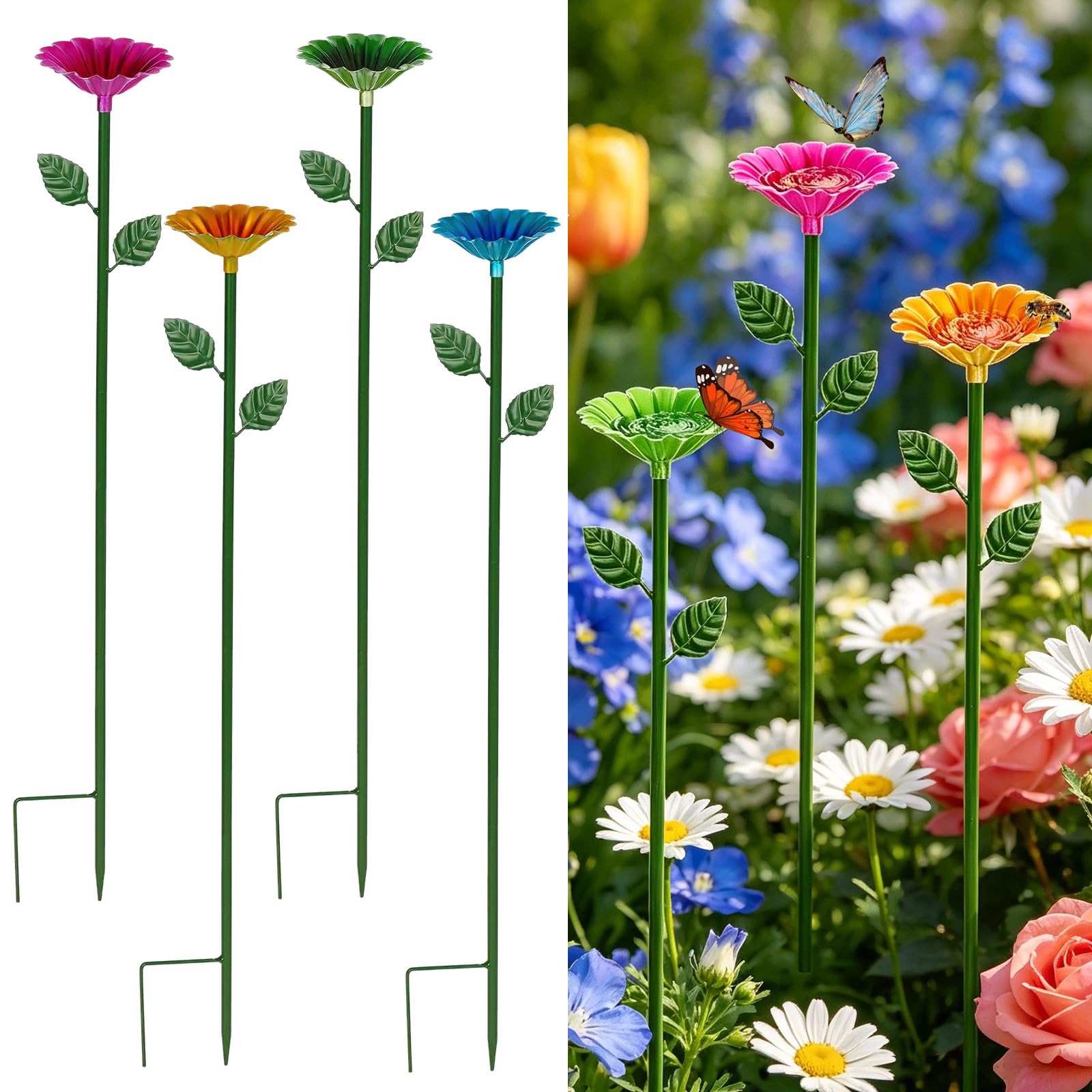 Piquets en métal pour abeilles et papillons : décoration artisanale et durable de jardin