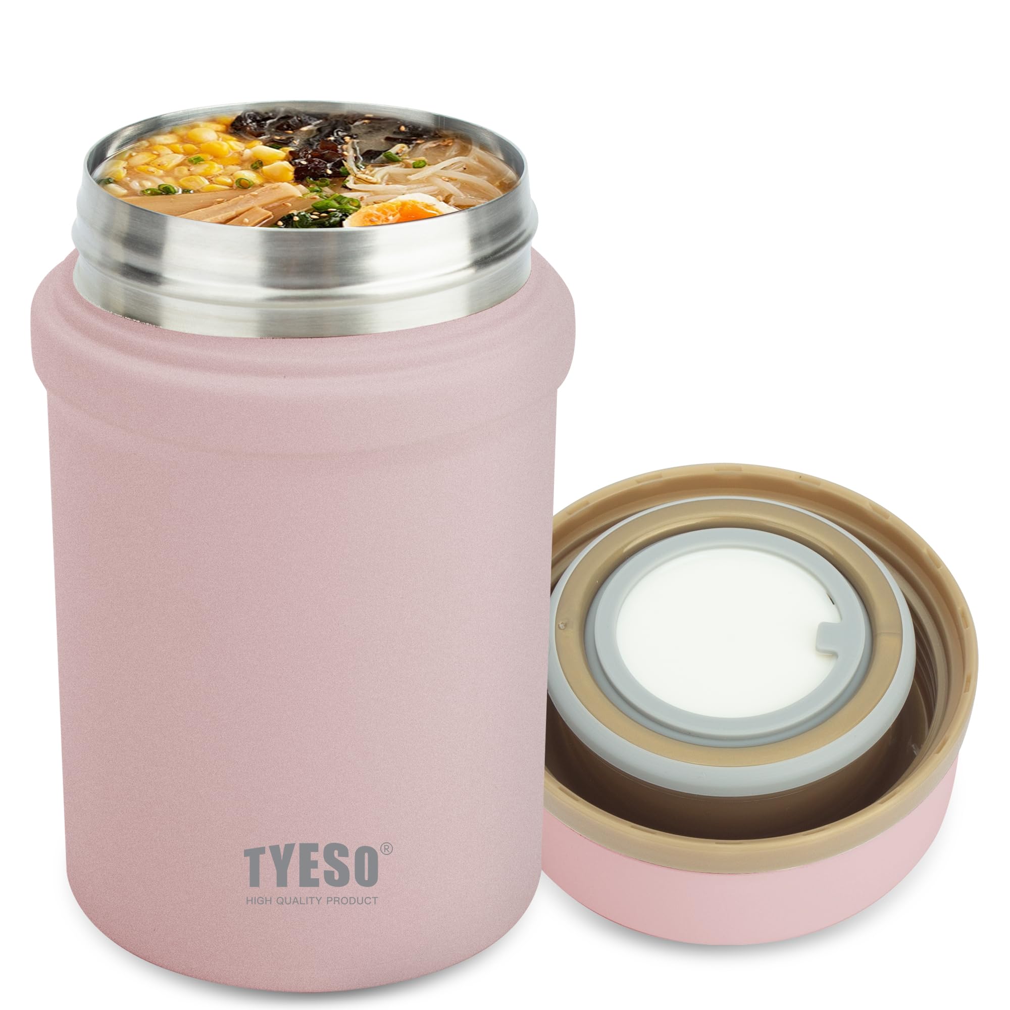 Amazon | TYESO 真空断熱構造 スープジャー 600ml 広口 ステンレス 