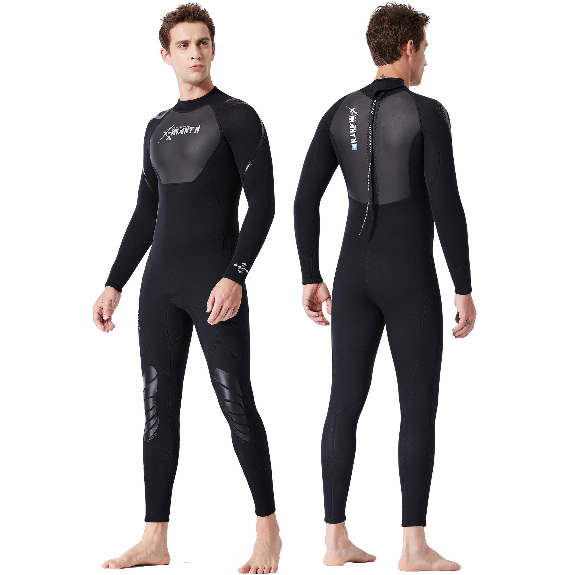 X-MANTN Wetsuits Full Body Men-Full Body Ultra Stretch Mens Wetsuit with Back Zip-3mm Neoprene Scuba Diving Wetsuit to Keep Warm During Water Sports-SPF50+ UV Protection (Men Fullbody, Men-Large)
