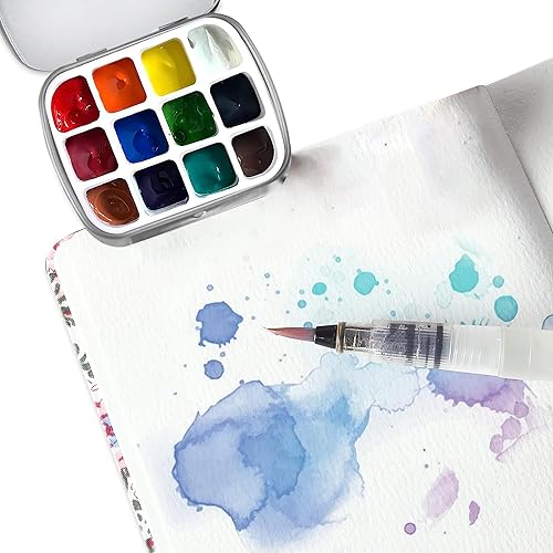 Miniatura 5 de Hennaja Mini estuche de pintura de acuarela portátil vacío con bandeja de mezcla de plástico de alta calidad de 12 pozos, almacenamiento de pintura