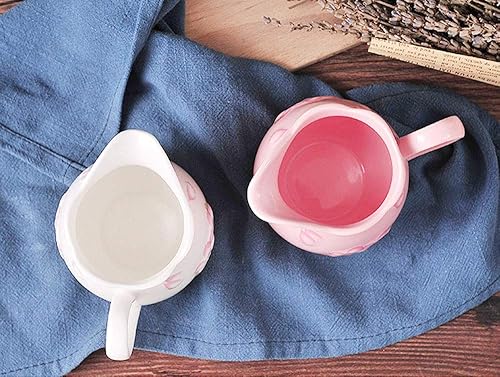 Miniatura 17 de Mathew Sakura - Juego de crema de cerámica y azucarero, juego de café para servir jarra de crema Rosado