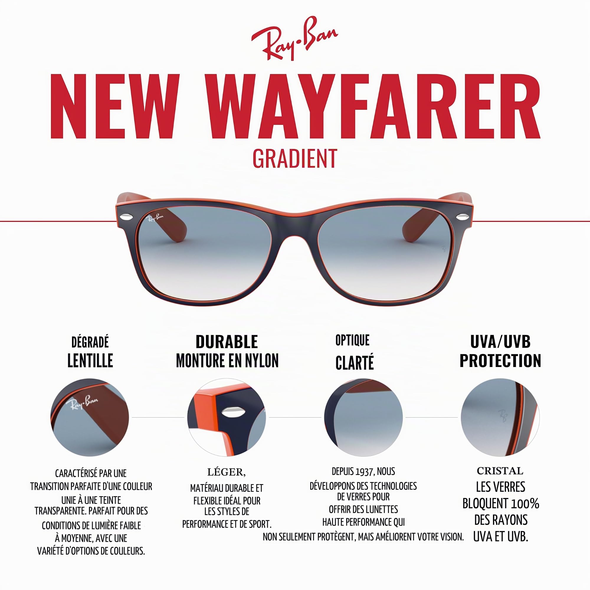 Ray-Ban New Wayfarer Lunettes de Soleil Mixte (lot de 1)