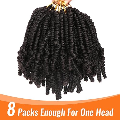 Miniatura 4 de 8 paquetes de cabello corto de ganchillo pretrenzado estilo Bob Spring Twist de 8 pulgadas, cabello rizado de ganchillo preanudado para niños,