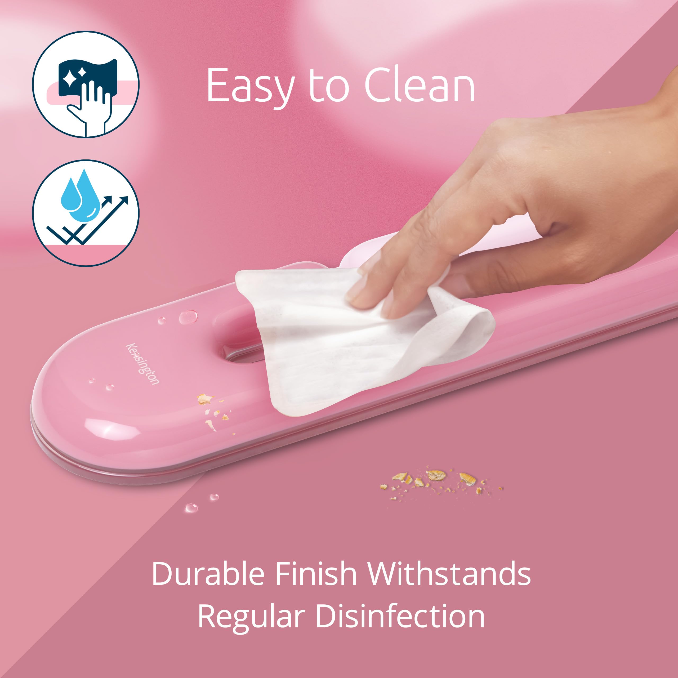 Kensington Duo Gel Loop Poggiapolsi per tastiera, cuscinetto da polso per tastiera standard, tappetino ergonomico per il polso, tappetino antiscivolo per computer con supporto per il polso, rosa, 45 x