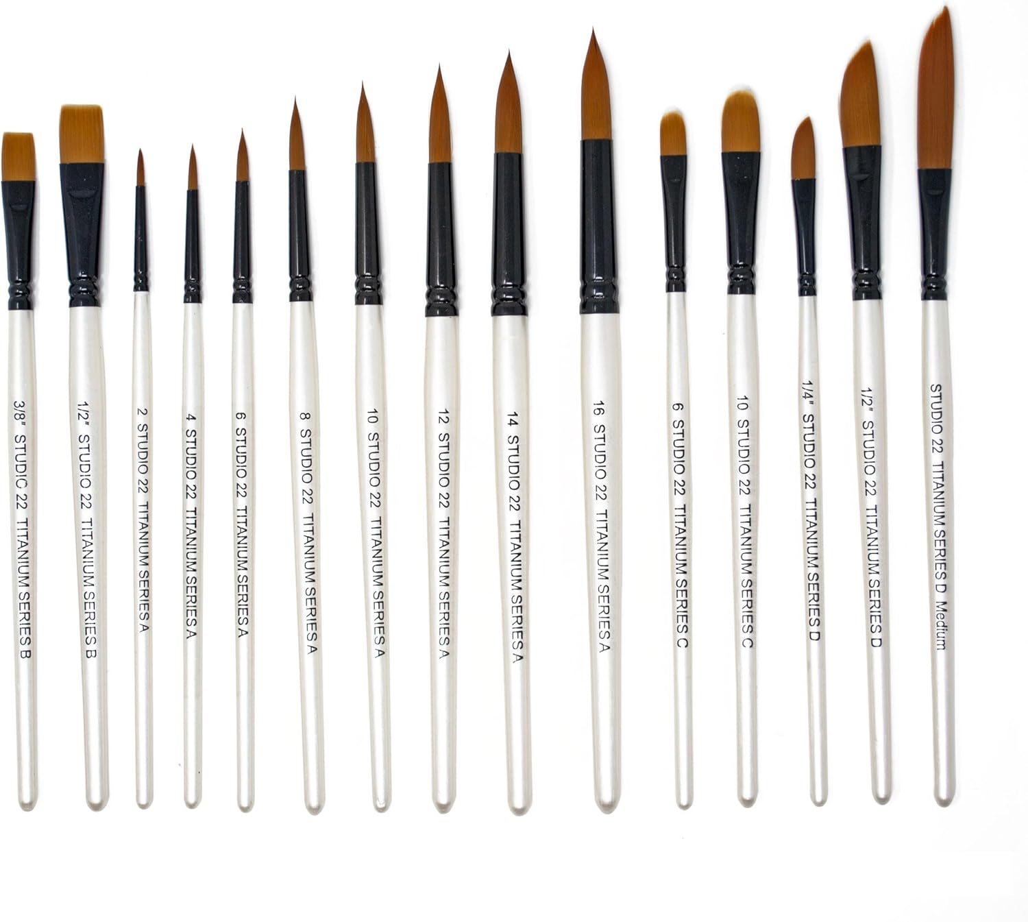 Studio 22 Titanium Series Watercolour Paint Brush Collection Set 15pc, assorted, White, 2002677
