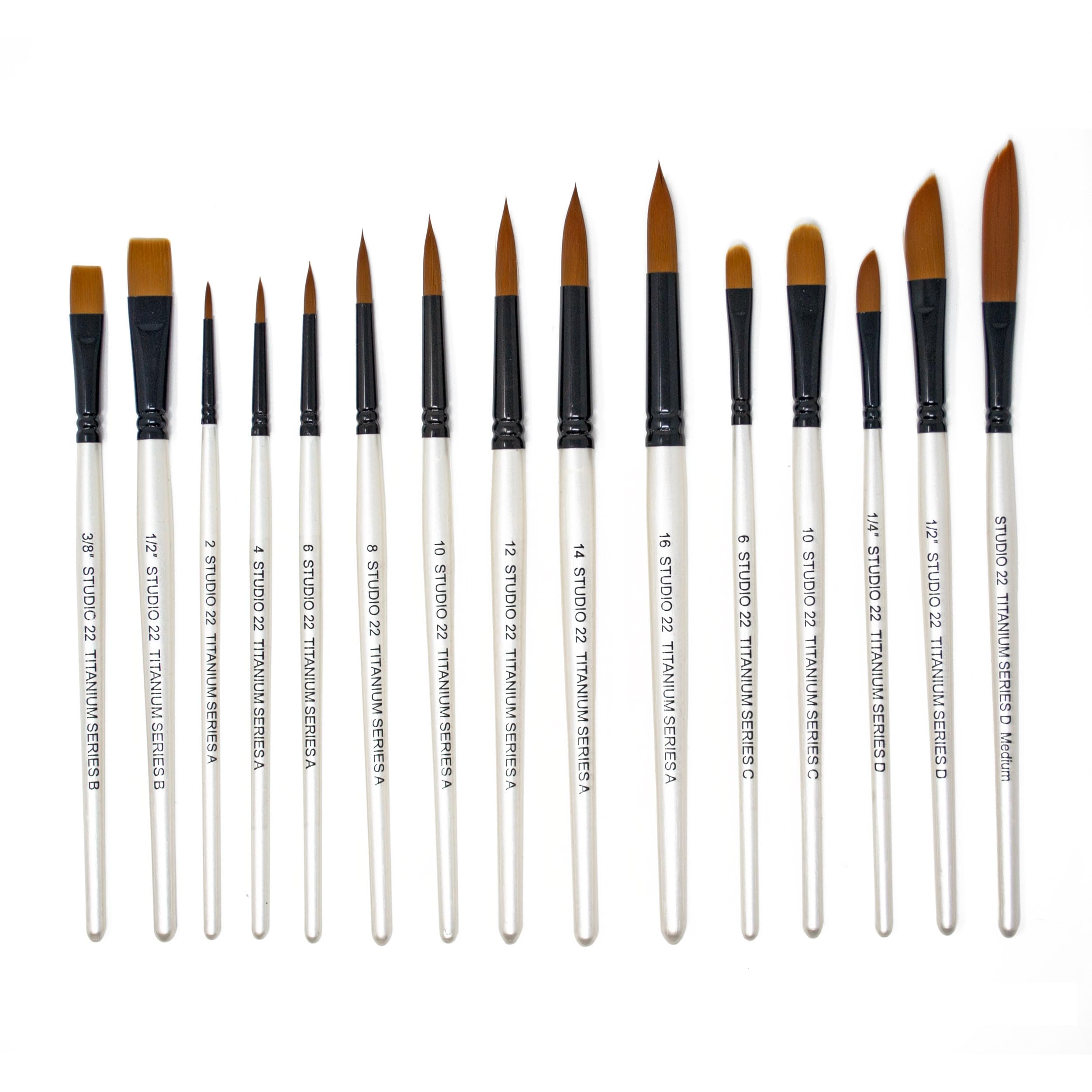 Studio 22 Titanium Series Watercolour Paint Brush Collection Set 15pc