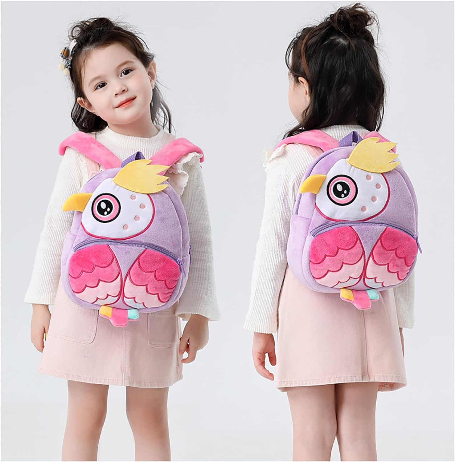 blue tree Cute Kids Backpack Toddler Bag Plush Animal Cartoon Mini Travel Bag for Baby Girl Boy 1-5 Years (small, Pink OWL, Pink OWL) 1