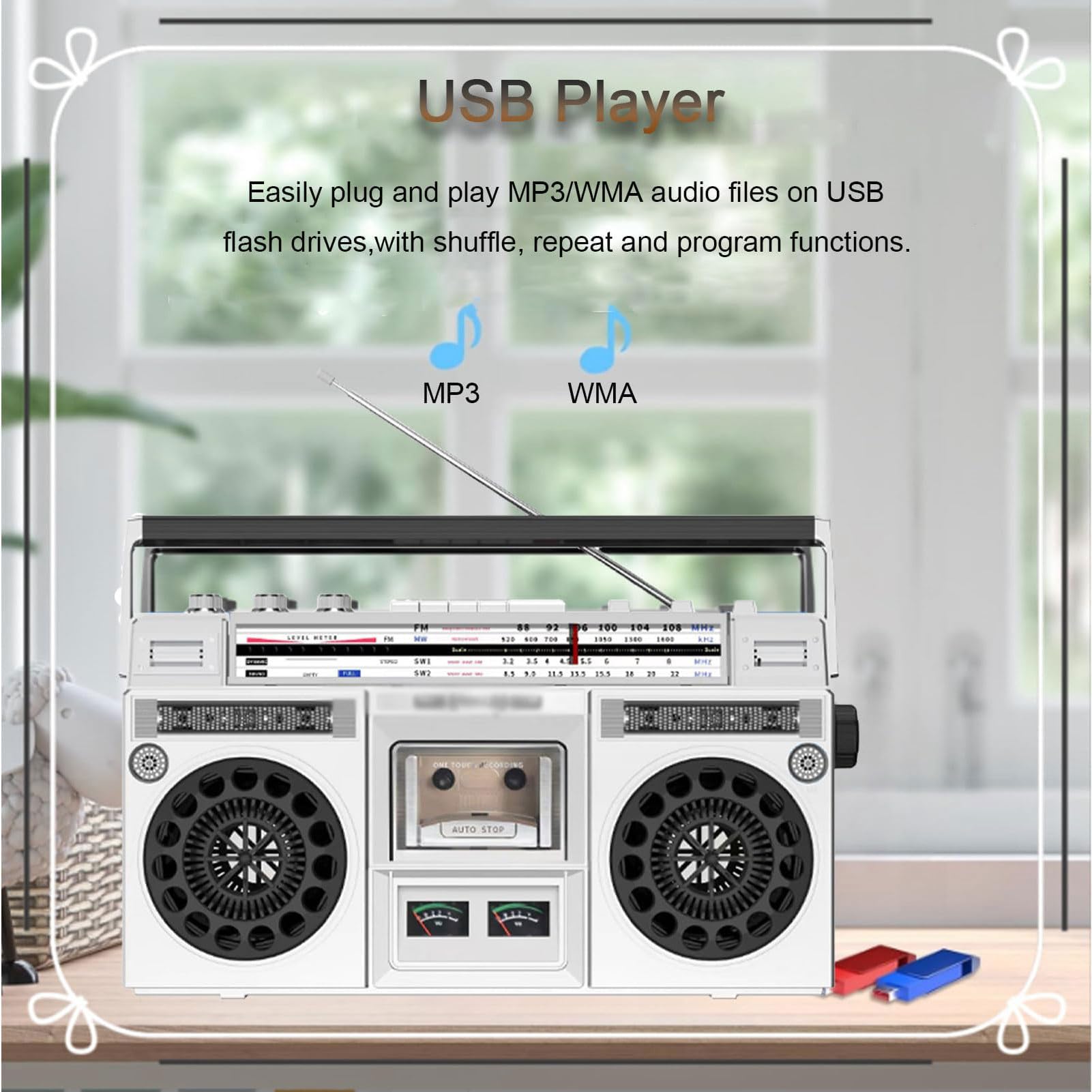 Lettore Cd Retrò, Classico Stereo Portatile Bluetooth Stile Anni '80, Supporta Ingresso Sd/Usb, con Radio Am/Fm, Registrazione/Trascrizione Un Clic, per Balli Strada,DAB+