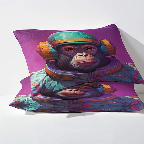 Miniatura 3 de Gorilla Sheets - Juego de sábanas de chimpancé, sábanas y fundas de almohada estampadas de 4 piezas, sábana bajera ajustable de microfibra suave con