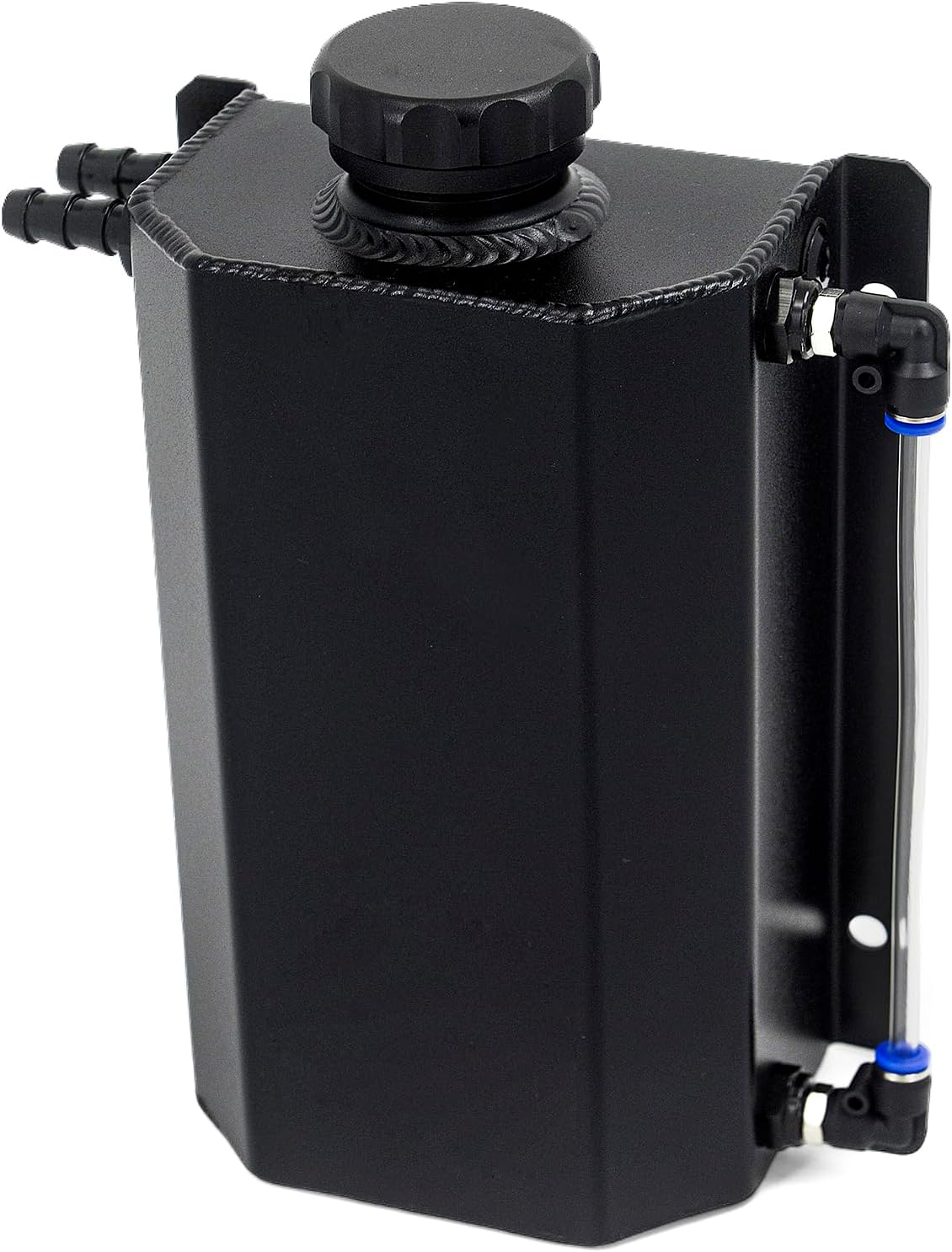 Universal 2L Aluminium Alloy Coolant Radiator Overflow Tank Engine Oil Catch Can Expansion Tank Reservoir Black
