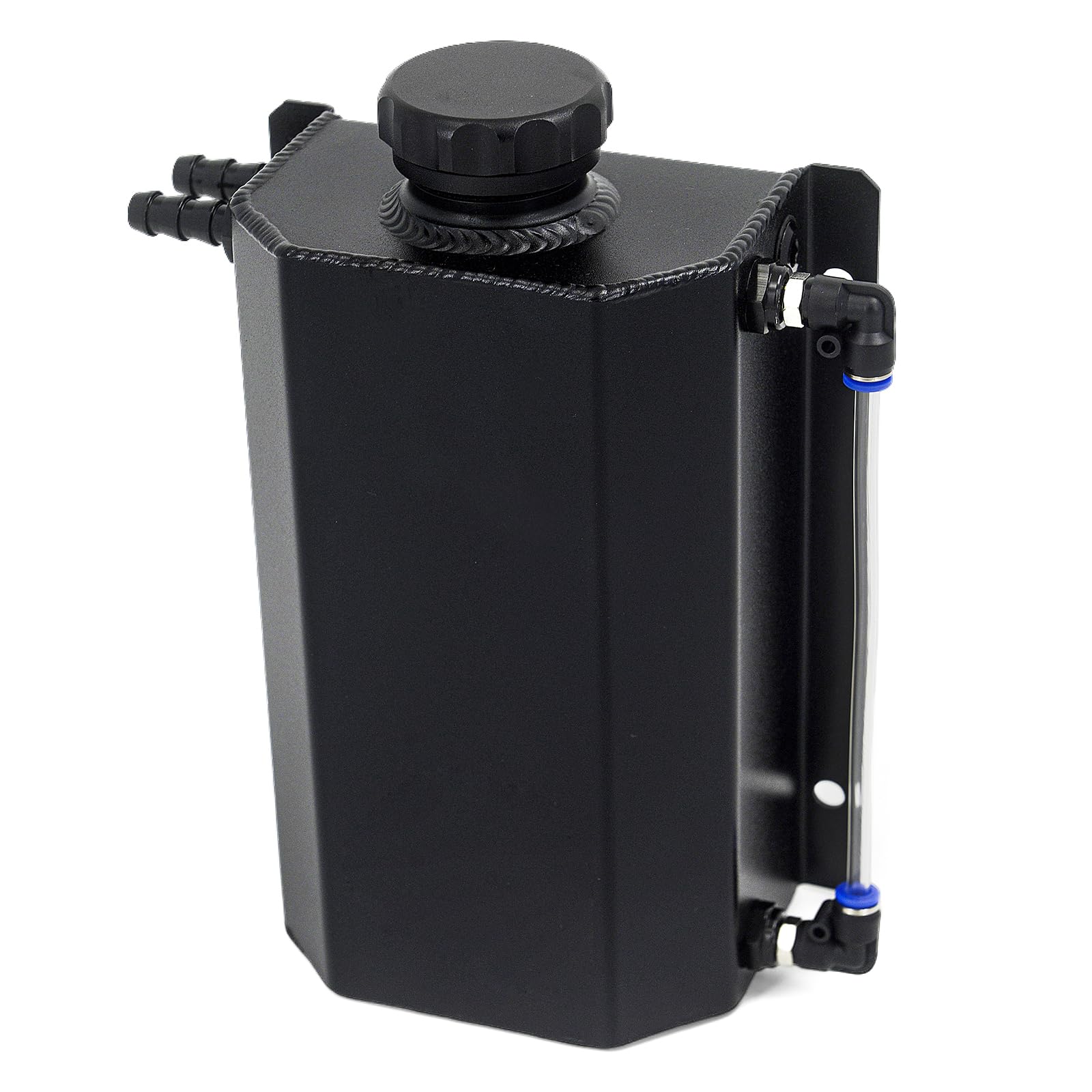 ZHSYMX Universal 2L Aluminium Alloy Coolant Radiator Overflow Tank Engine Oil Catch Can Expansion Tank Reservoir Black