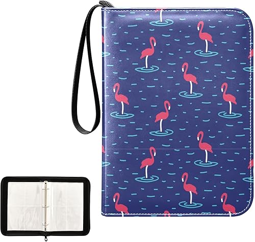 Flamingoes Trading Card Binder 4-Pocket PU Cover Card Albums with 55 Removable Sleeves 3-Ring Card Storage Box for Game Cards Sports Cards MTG TCG