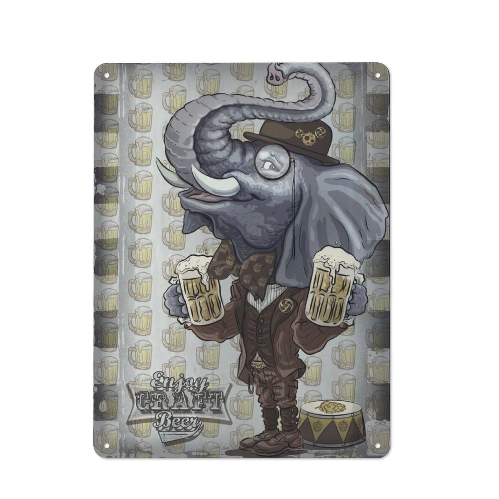 Junmoney Elephant Enjoy Craft Beer Retro Tin Sign 40X30cm Featuring For Bar Or Restaurant, For Metal Sign Collectors, For Garage And Workshop Walls