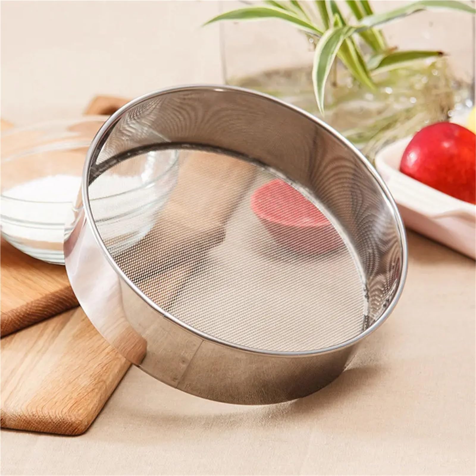 1 Set (3 Pezzi) Set di setaccio for Farina in Acciaio Inossidabile a Maglia fine 40 Mesh for la Cottura Biscotti Pane Torta Pasticceria in Polvere setacciatura utensile da Cucina per Cucina