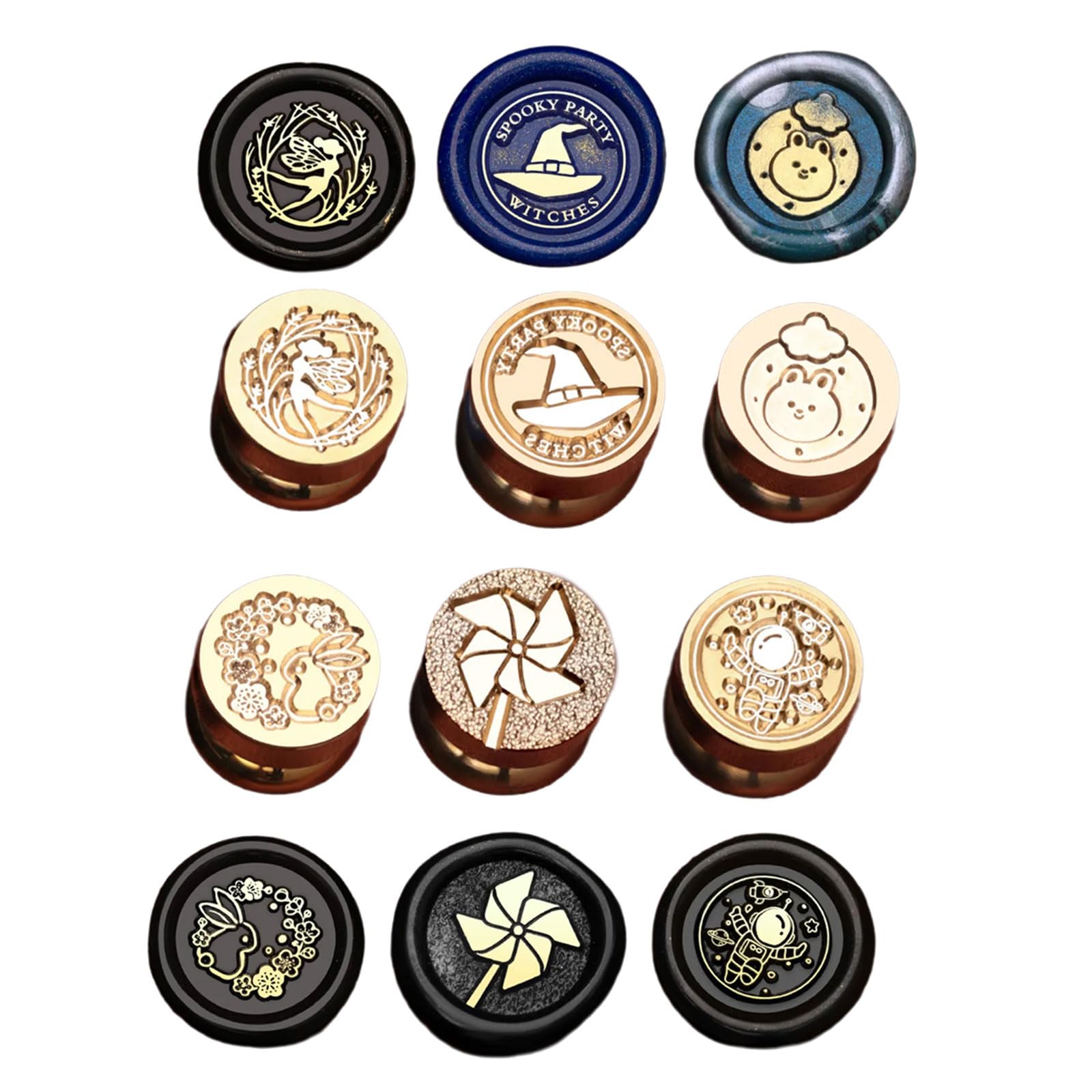 Kalttoy 6Pcs Christmas Seal Stamp Head for Valentines Card Wedding Invitations Appreciation Card Wine Bottle Embellishments Craft Stamping Heads