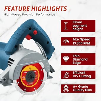 KMJ A-Grade 3 Pack Segmented 115mm Diamond Cutting Disc- Dry Cutting Grinder Discs- Ideal Cutting Disc for Granite, Brick, Mansory, Concrete, Stone & DIY Projects - Size 115 x 2.2 x 10 x 22.23 mm