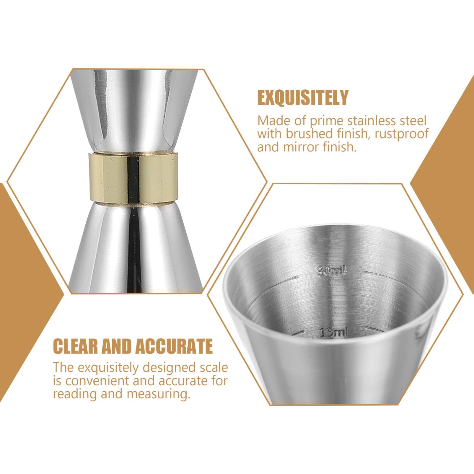 HOLIDYOYO Cocktail Measuring Jigger Ounce Cup Stainless Steel Non-slip Ergonomic Design for Home Party Bar