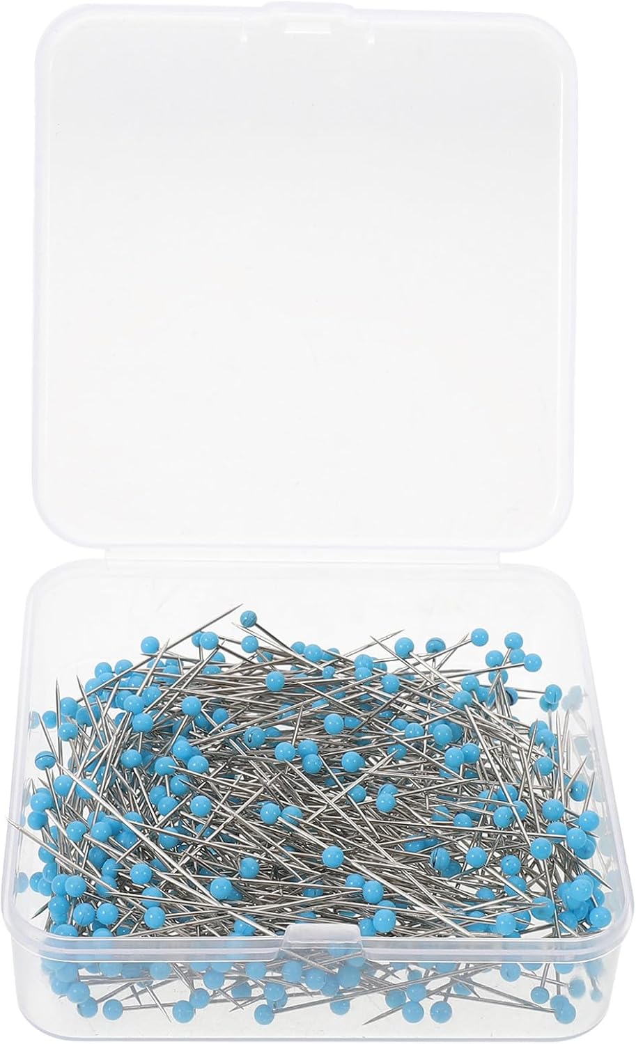 ibasenice 500pcs Glass Headed Sewing Pins 3x38mm Sky Blue Straight Positioning Needles for Dressmaking Quilting and Fabric Crafts
