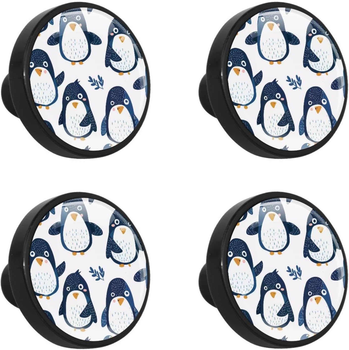 Set of 4 Handles Pulls Cartoon Penguin Pattern Hardware knobs