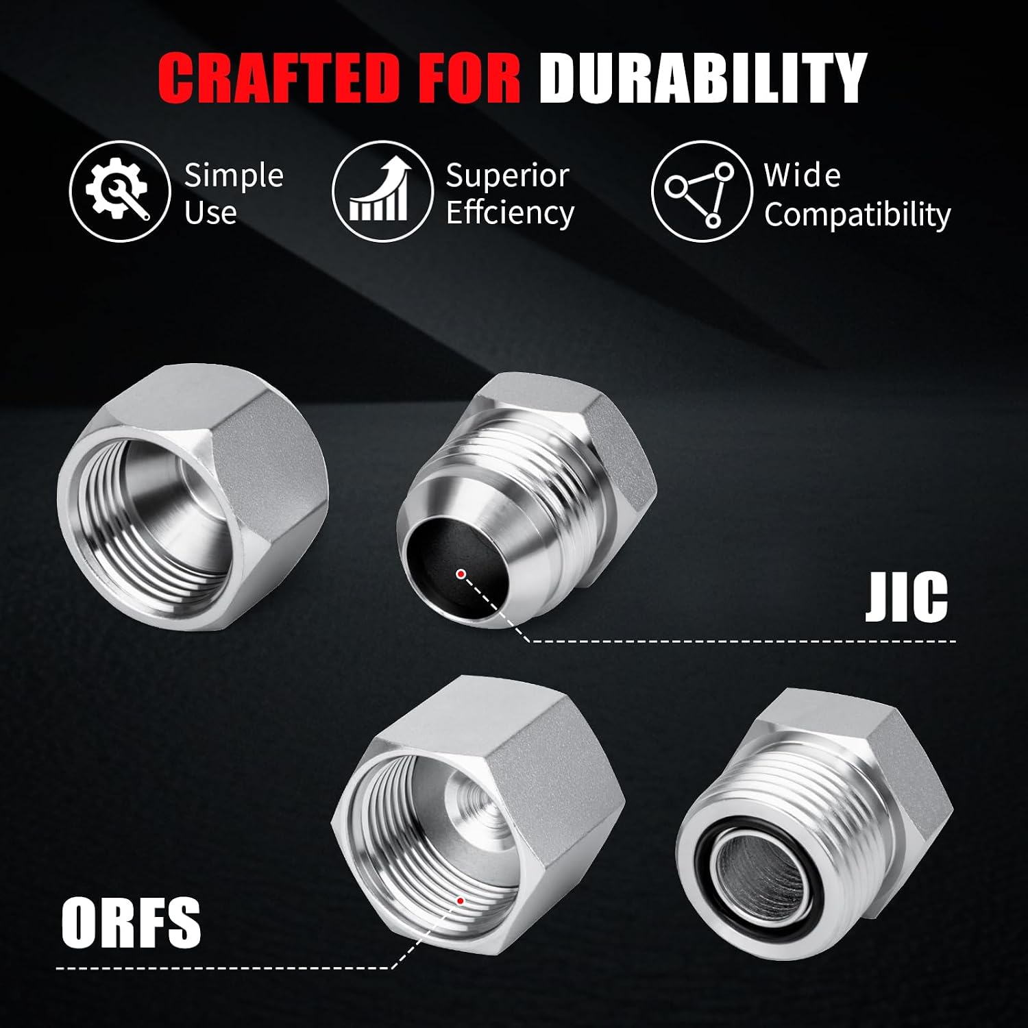 180 PC JIC and ORFS Master Industrial Hydraulic Cap and Plug Hose Tube and Pipe Fitting Kit Cap and Plug Kit Precision Threading in ORFS and 37° Dash Sizes 4 6 8 10 12 16