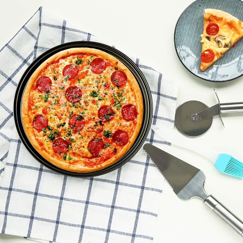 Tacka do pizzy, patelnia do pizzy, 26/28/32cm Stal węglowa Nieprzywierające kamienie do pizzy Patelnia do pizzy Taca do pieczenia pizzy Taca siatkowa Taca talerzowa Naczynia do pieczenia Narzędzia do