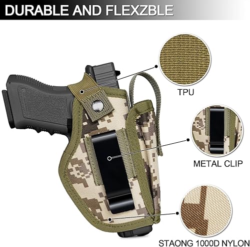 Miniatura 8 de LGTFY Fundas universales para pistola de transporte ocultas, mano derecha izquierda con bolsa Mag para hombres y mujeres, IWBOWB 380 0.354in fundas