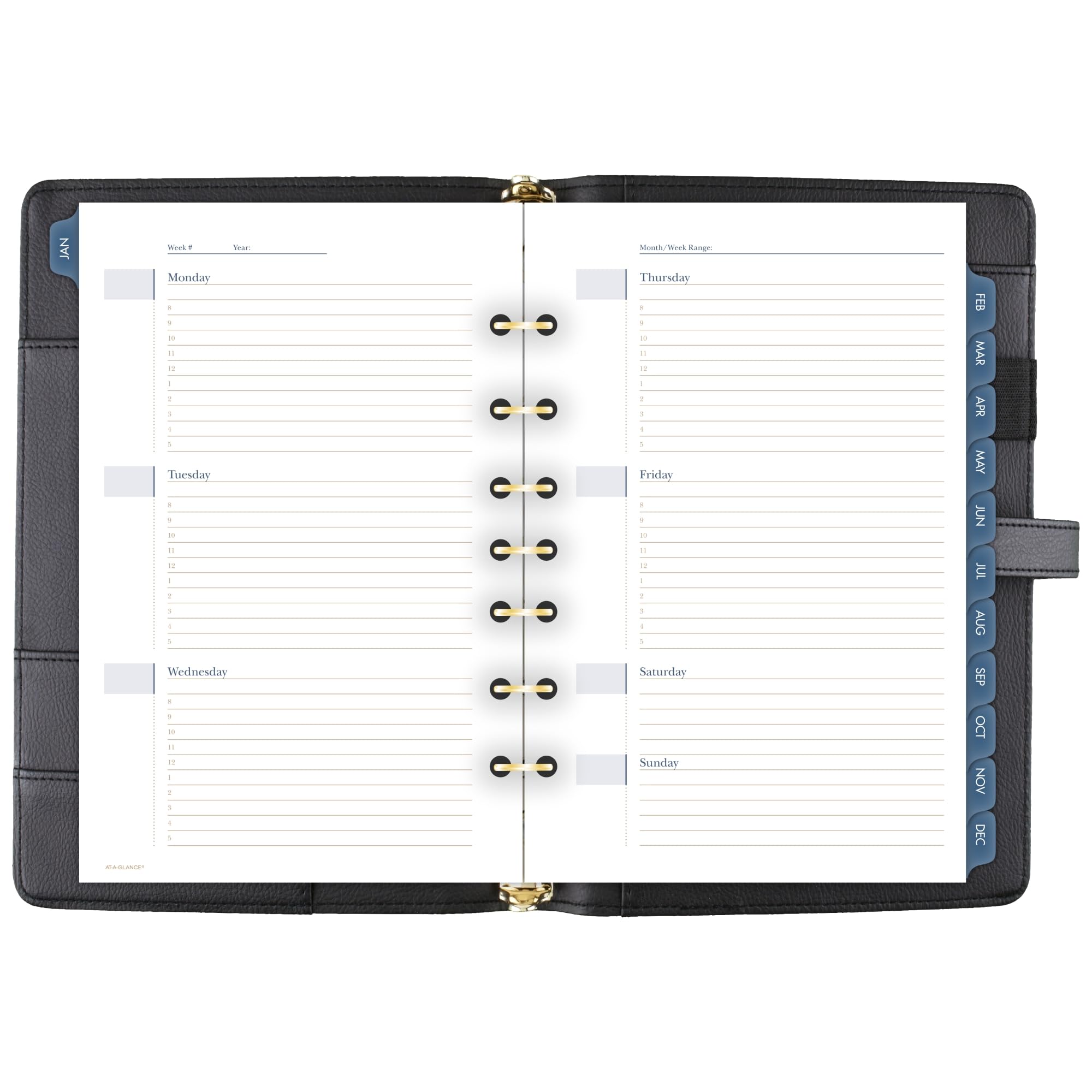 AT-A-GLANCE DR1118-040-05 - Set di 7 anelli, in finta pelle, per scrivania, 15 x 20 cm, colore: nero