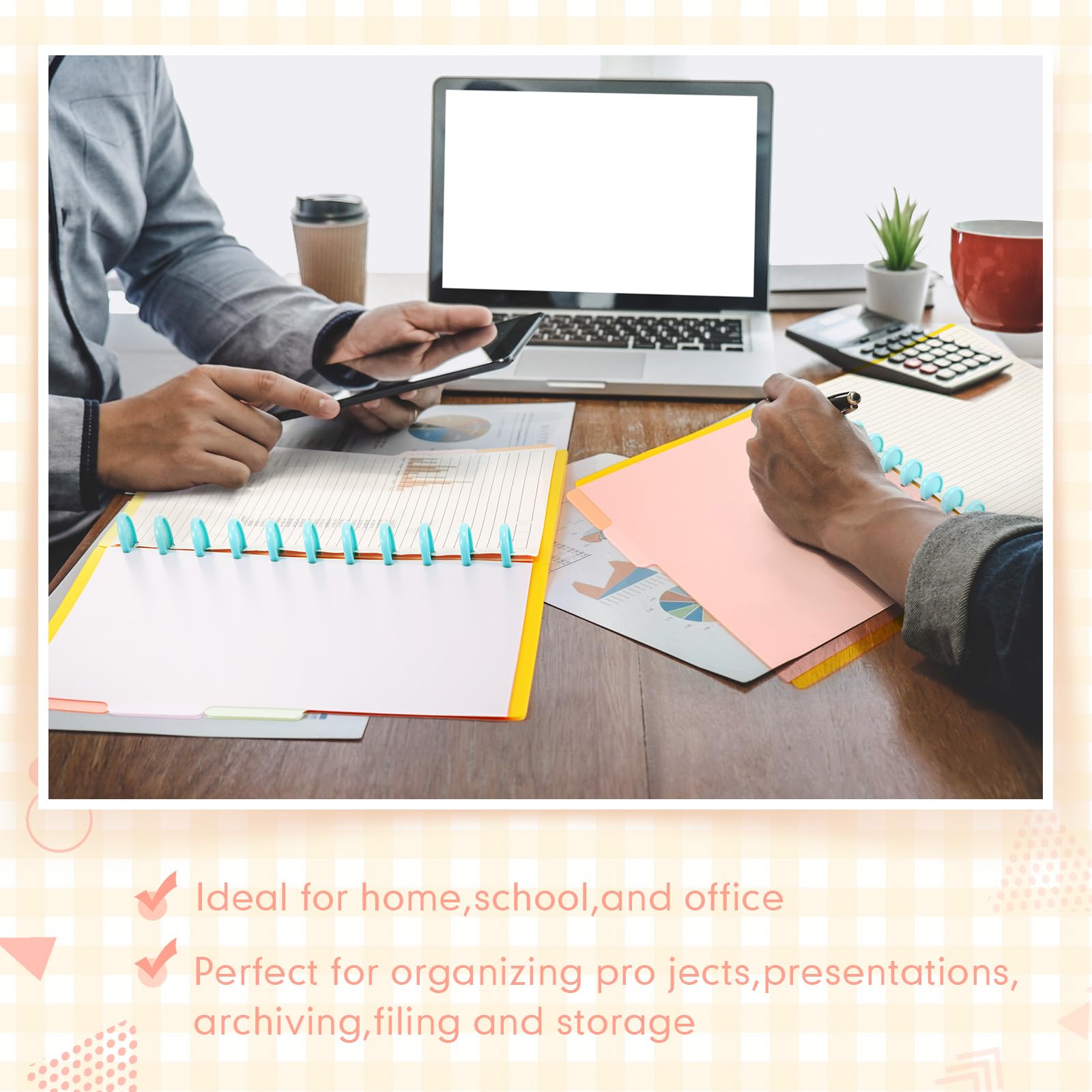 Dispowreath 6 Sets 5 Tab Note Taking System Discbound Tab Dividers 8.5 x 11 Inch Letter Size Plastic Dividers Multicolor 5 Colors for Office Subject Document (Dream Color) - Image 6