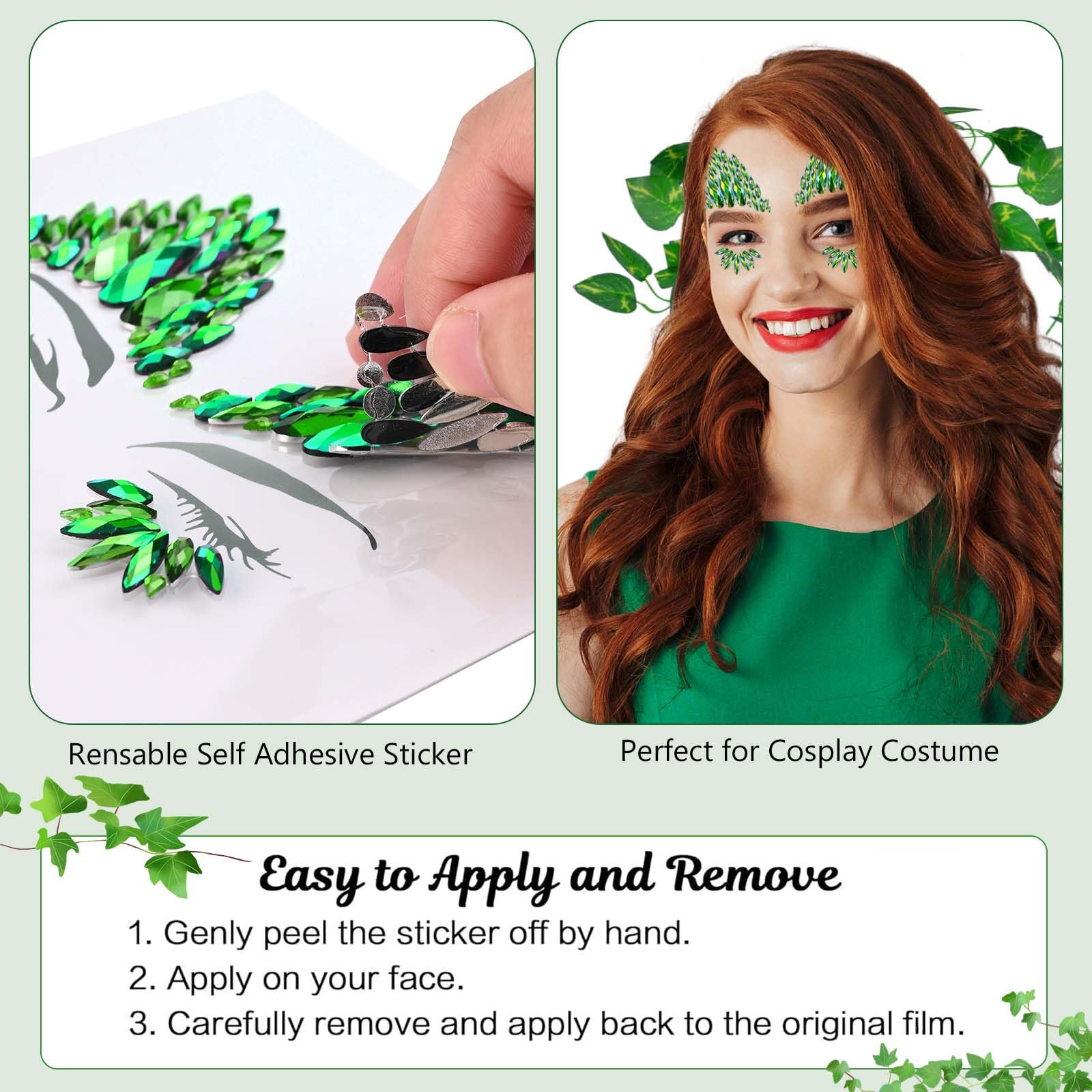 Halloween Poison Ivy Kostüm Für Damen – ärmelloses Paillettenkleid Mit Blättern, Handschuhen & Stirnband