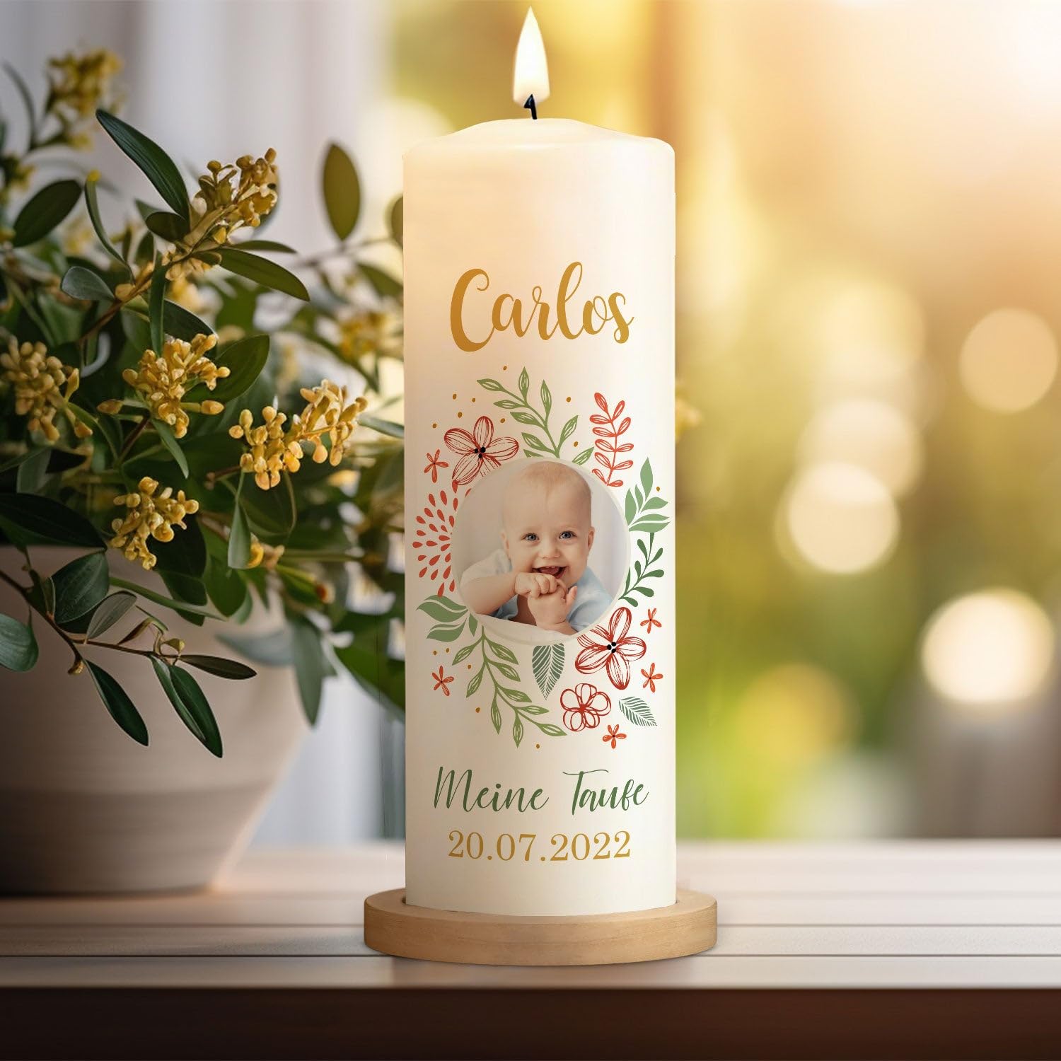 GRAVURZEILE Piccola candela stampata – Candela di lutto per sempre nel cuore – Candela commemorativa per lutto, funerale o come souvenir – Candela bianca di alta qualità 120/57 mm