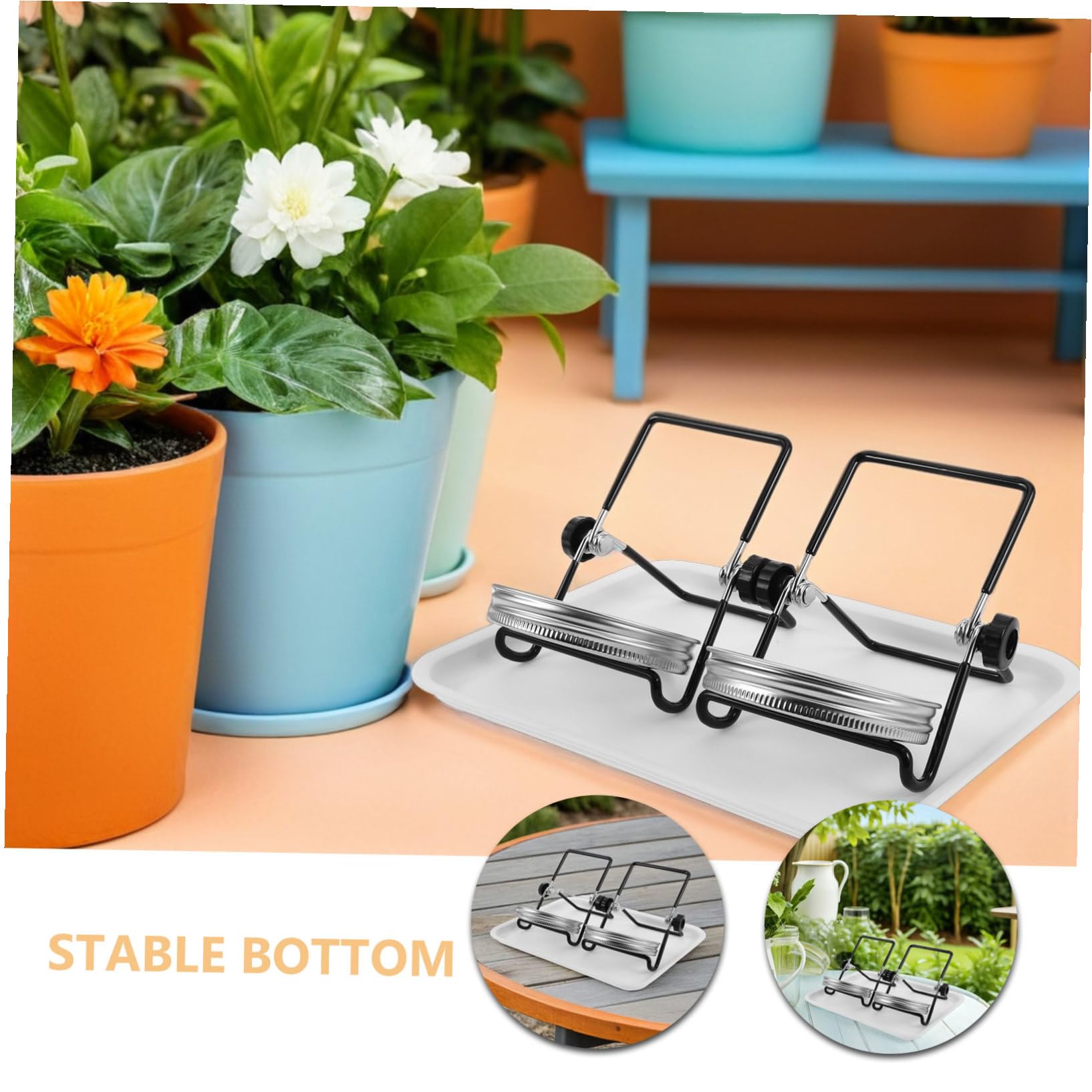 VANZACK 2 Juegos Kit de Germinación de Brotes con Tapas de Malla de Acero Inoxidable y Soporte para Frascos de Boca Ancha Ventilación Óptima Bandeja Recogedora y Fácil Limpieza para