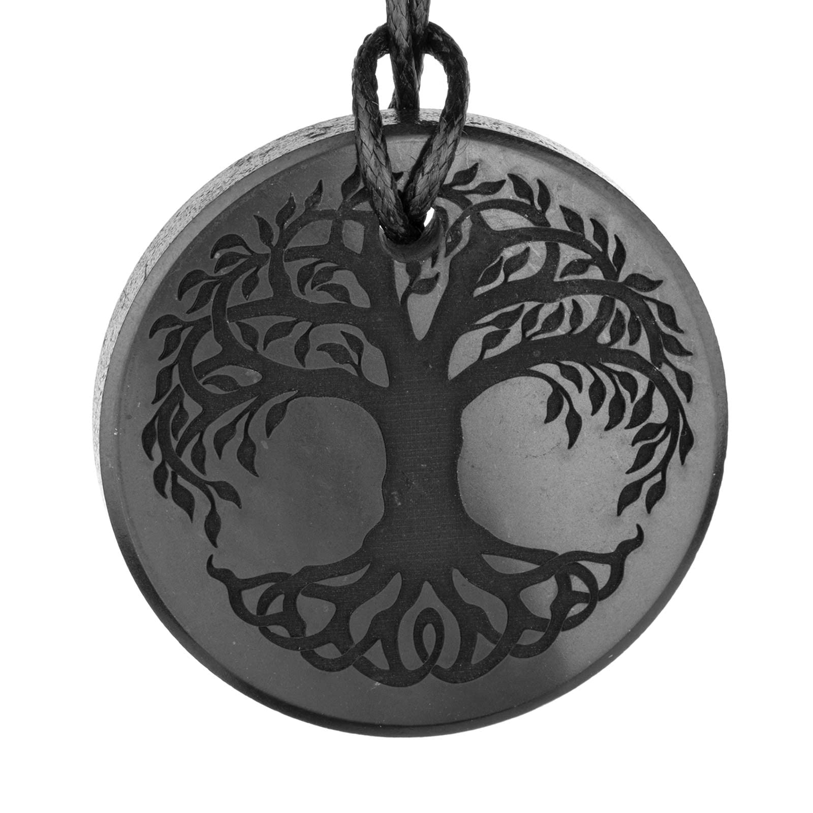 Authentic Shungite Pendant 'Tree of Life Celtic' - Engraved Necklace - Big Size 1.8 Inches - Russian Shungite Stone - Handmade