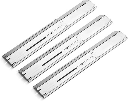 Unicook 3 Pack Adjustable Grill Heat Plate, Extend from 11.75" up to 21" Length, Gas Grill Burner Cover Replacement Parts, Stainless Steel Flame Tamers, BBQ Heat Shield Tents