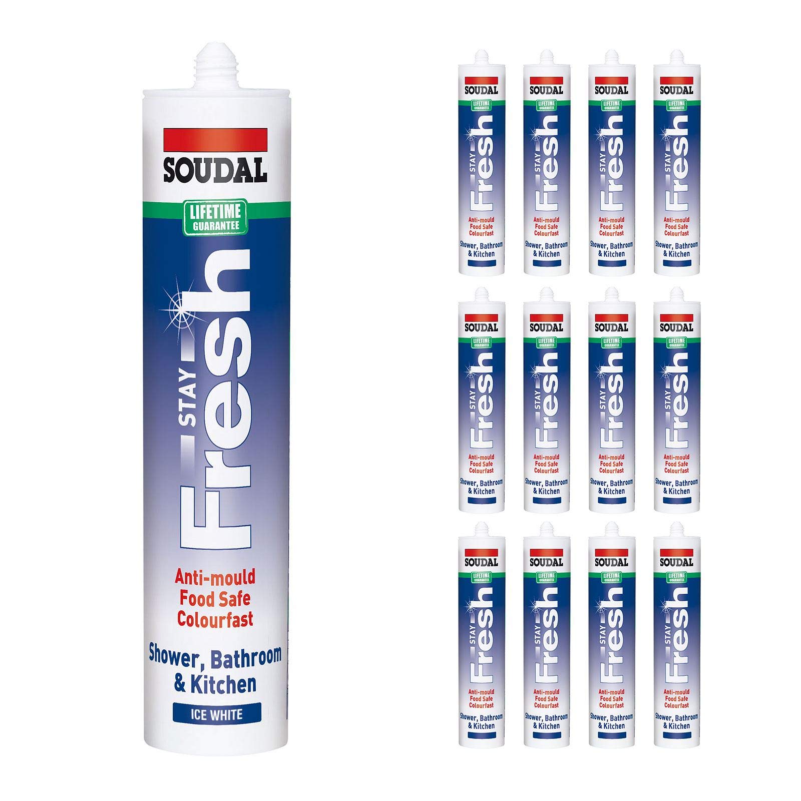 Soudal Stay Fresh Sanitary Anti-Mould Neutral Silicone (x12) - Ice White