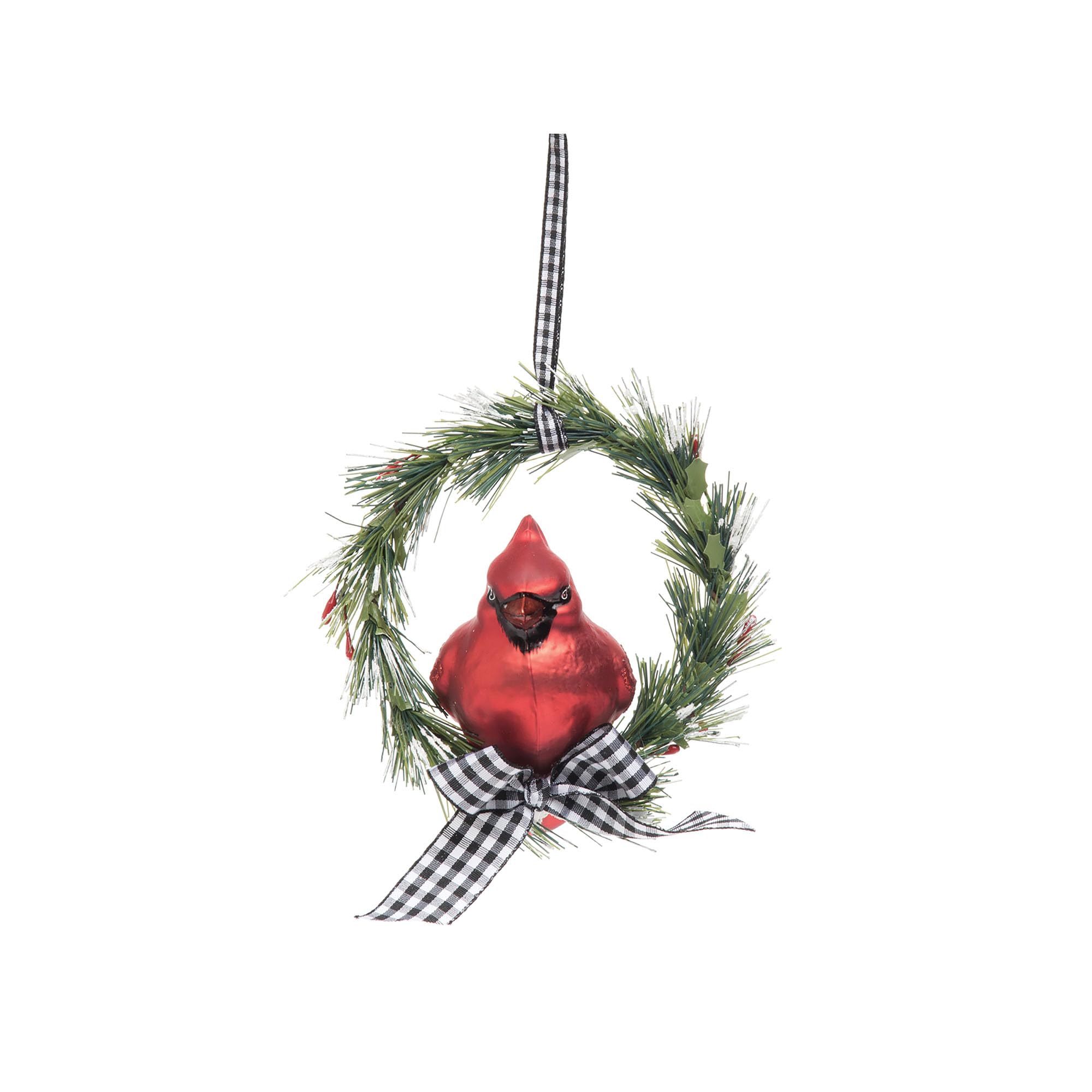 Couronne de Noël avec cardinal rouge pour décoration de fenêtre festive