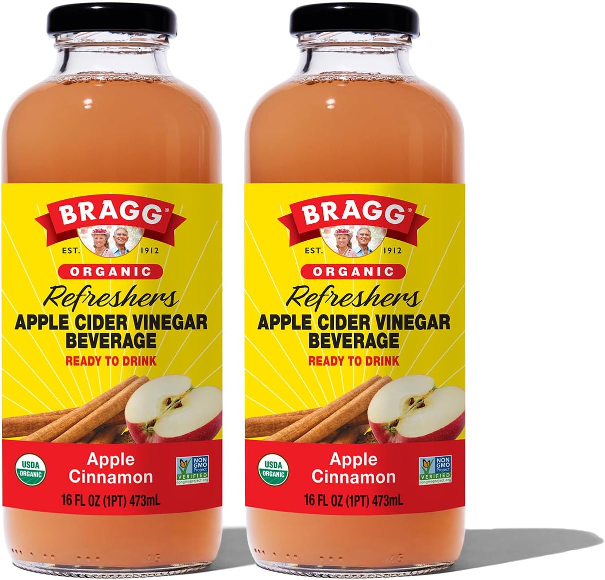 Bragg Apple Cinnamon Apple Cider Vinegar Refresher - (2 Pack) 16 fl oz - Raw and Unfiltered