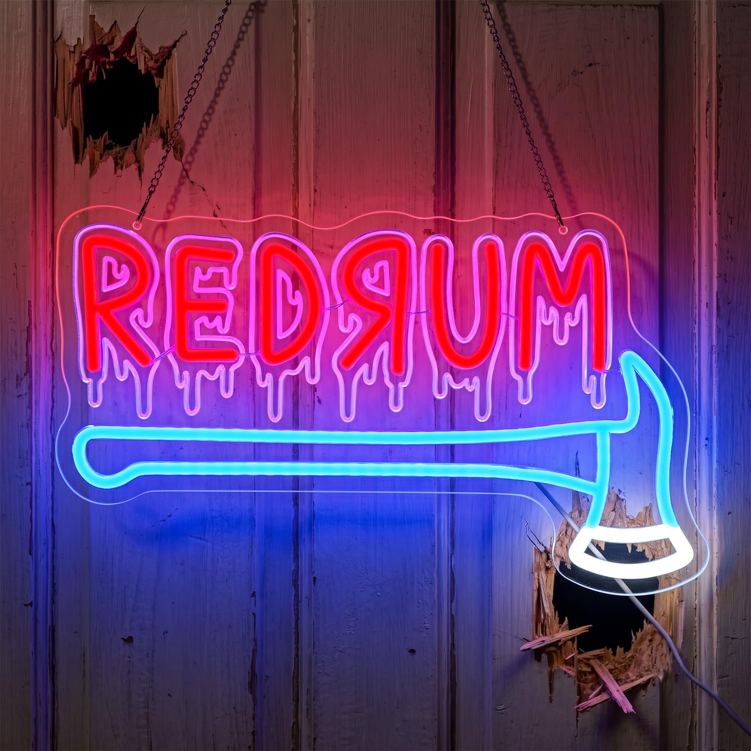 Sneignon Murder Neon Sign,Horror Knife LED Light for Halloween Room Decor