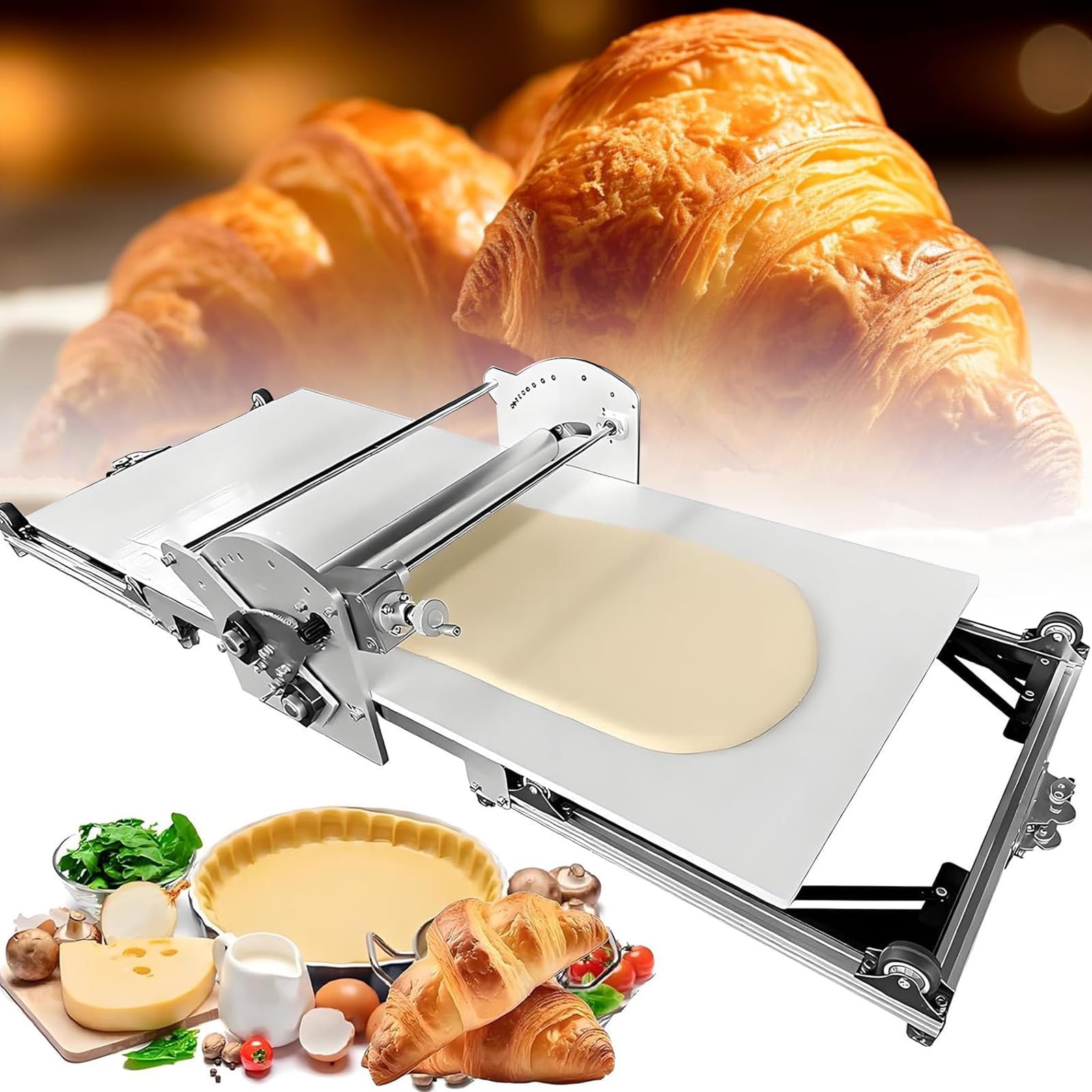 Elektrische Teigausrollmaschine Für Blätterteig, Faltbare Teigrollmaschine Für Zuhause Kommerziell, Schafft Seidig Glatten Teig, Fondant, Modellierung Von Schokolade, Pastateig Gebäck 2-30mm Dick