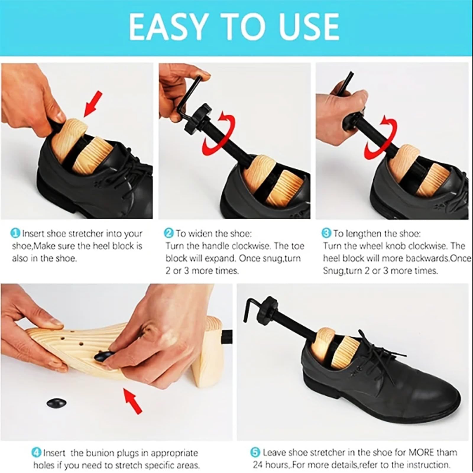 Ensanchador de Zapatos para Hombres y Mujeres, ensanchador de Zapatos de Madera, ensanchador de Zapatos Planos Ajustables para Hombres y Mujeres,L