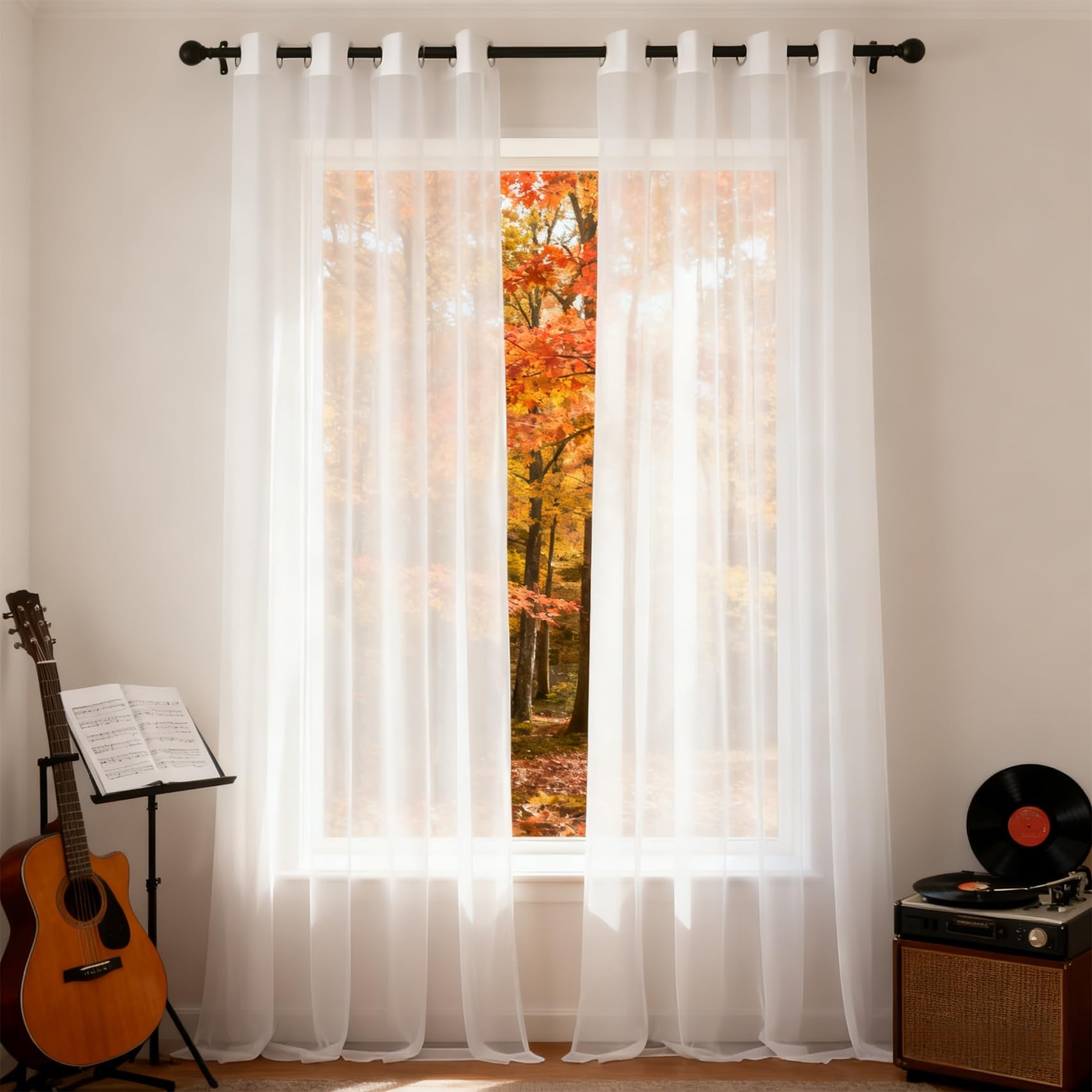 Rideaux voilage anti bruit blanc pour une chambre parentale cosy et calme