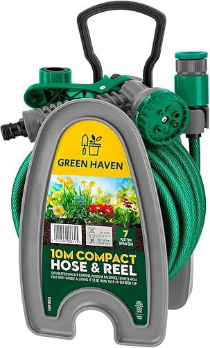 Green Haven Garden Hose Pipe Reel – 10m / 32ft Lightweigh… - 1
