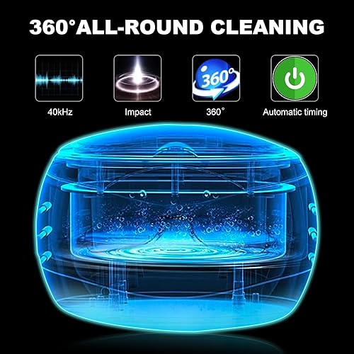 Miniatura 6 de Limpiador ultrasónico de joyas, limpiador ultrasónico profesional de 22 onzas (22.0 fl oz) con 5 temporizadores digitales para limpiar joyas,