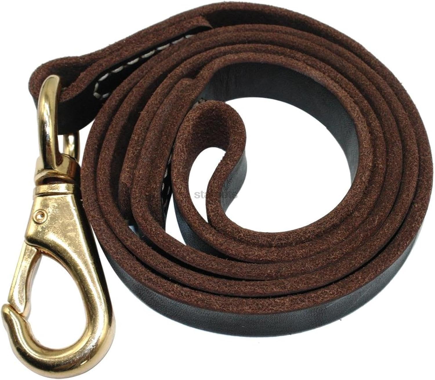 Strapazierfähige, handgefertigte Leder-Hundeleine, Dunkelbraun / Schwarz mit goldfarbenem Haken, ideal für Spaziergänge, Training aller Hunderassen