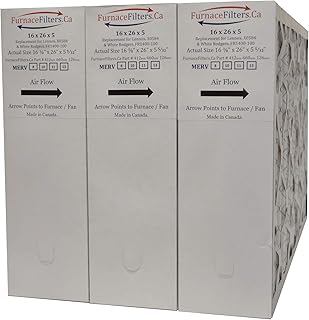 16x26x5 White Rodgers FR1400-100 Replacement Furnace Filter Actual Size 16 1/4" x 26" x 5" MERV 11. Case of 3 Made in Canada by FurnaceFilters.Ca