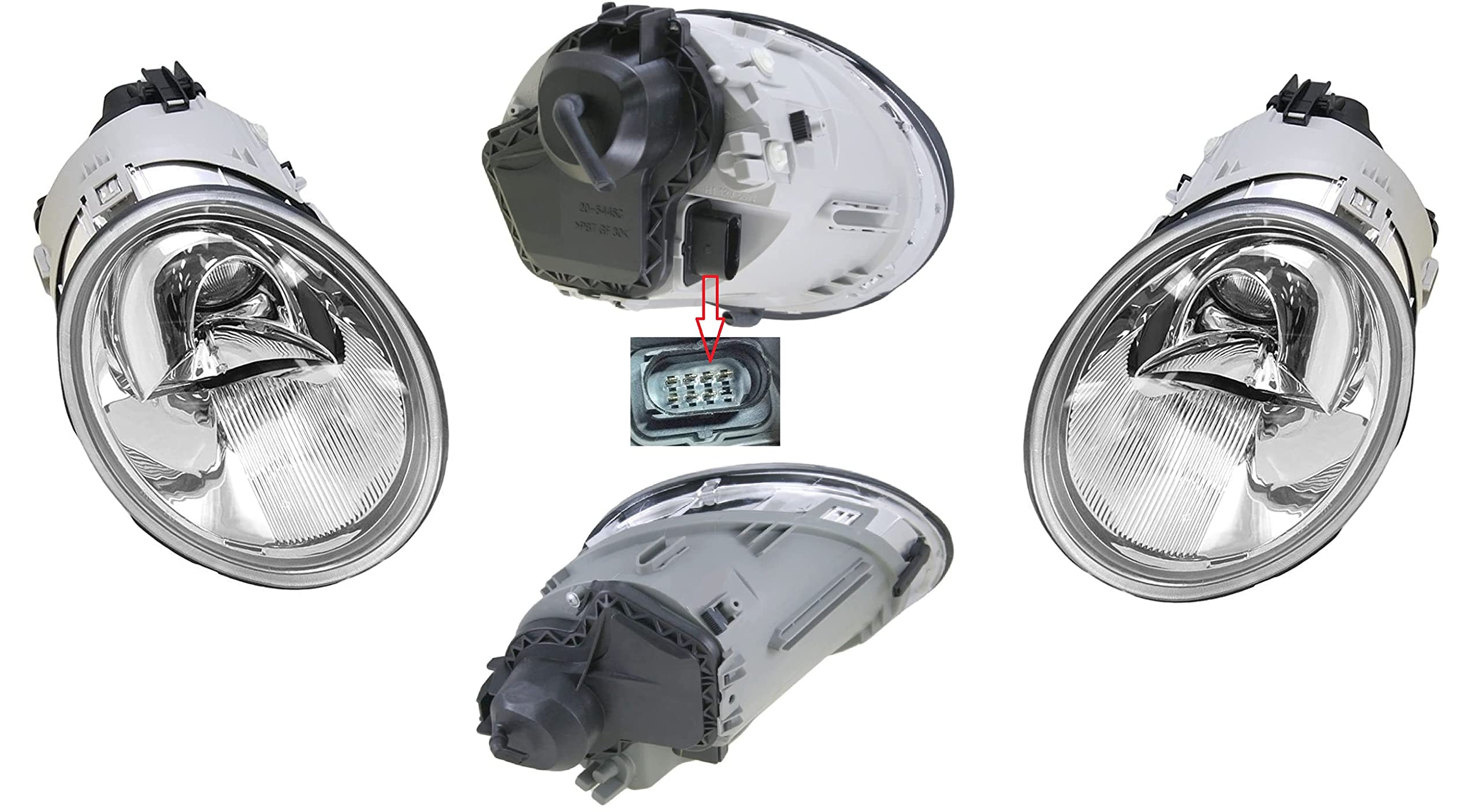 Set 2 Faro Fanale Proiettore Anteriori Compatibili per New Beetle 1998-2004 H1/H1 Destro e Sinistro Predisposti per Regolazione Elettrica