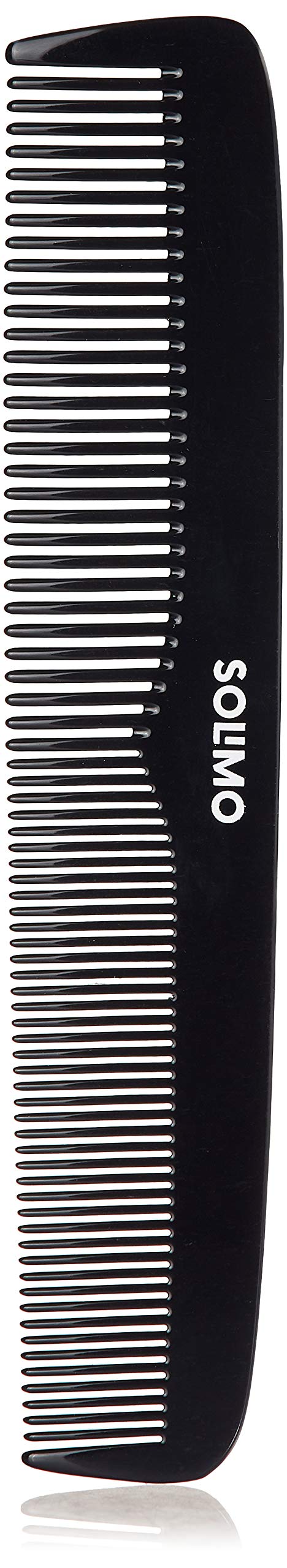 Amazon Brand - Solimo Handmade Black Long and Curved-Grip Fine-Tooth Comb, 20 cm x 4 cm