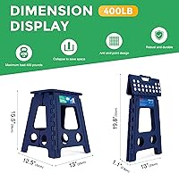 Vista 168 de Dyforce Taburete plegable de 13 pulgadas, taburetes resistentes para adultos y niños, taburetes de pie compactos, taburete plegable ligero